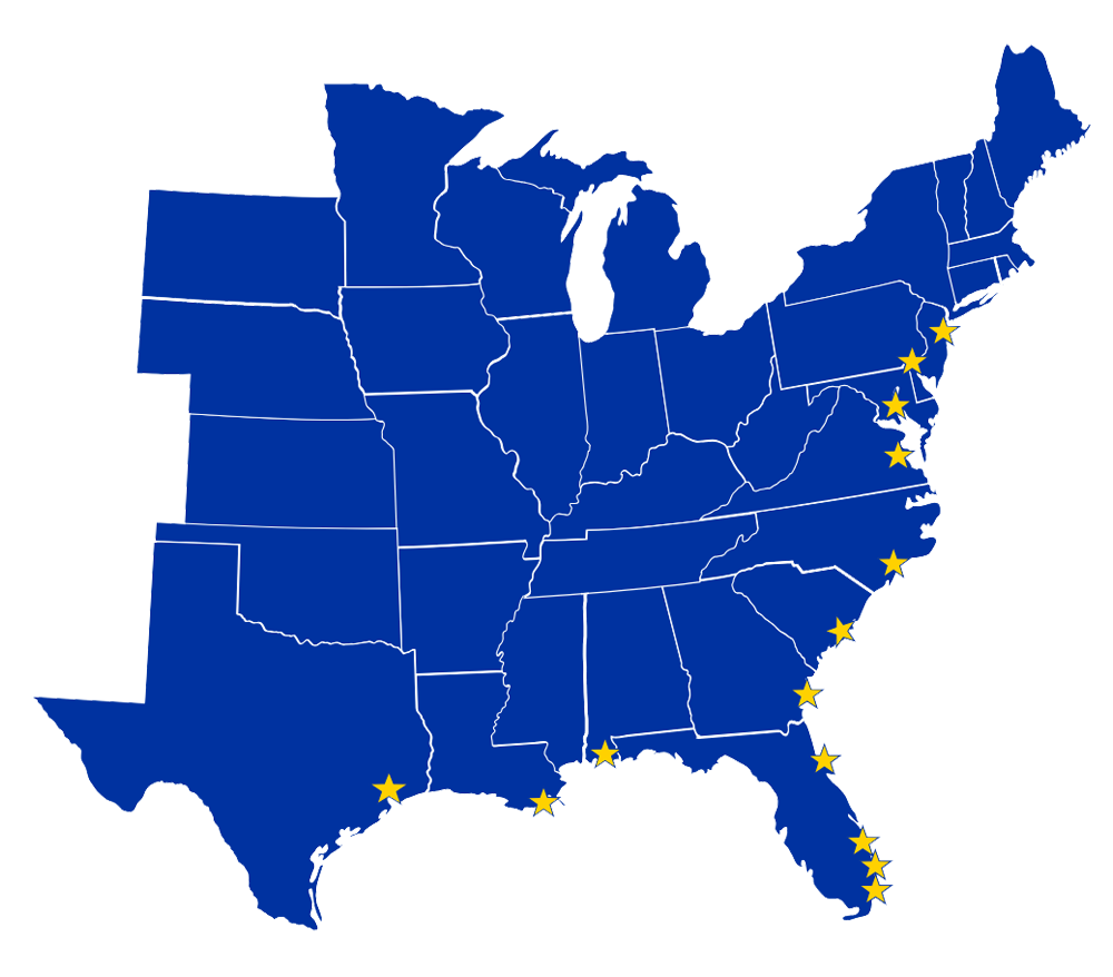 East and Gulf Ports Map