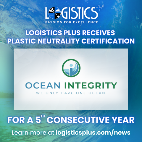 Logistics Plus Receives Plastic Neutrality Certification for a Fifth Consecutive Year